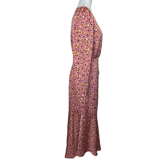 Leith Wrap Maxi Dress Long Sleeve Pink Leopard Print Size S - Picture 2 of 8